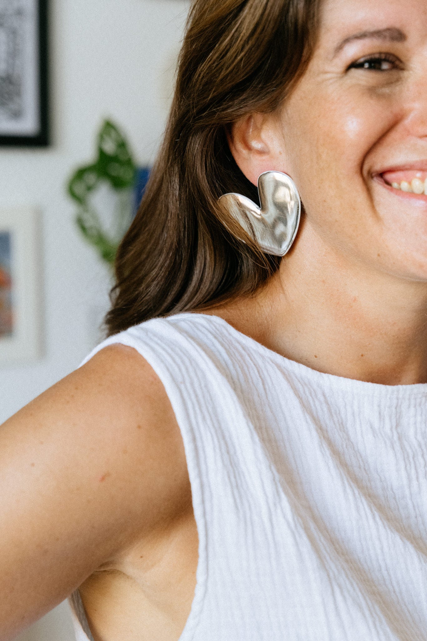 Le Crush argent brillant — Boucles d’oreilles cœur 🩶🩶